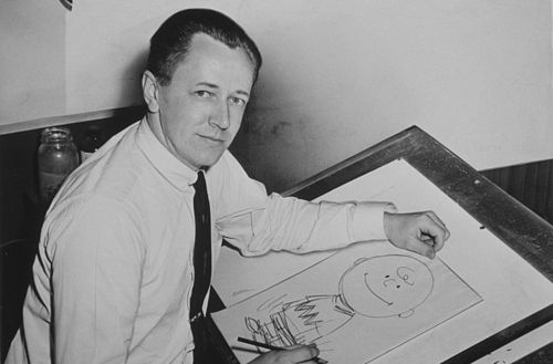 Imagen de en blanco y negro de Charles Monroe Schulz